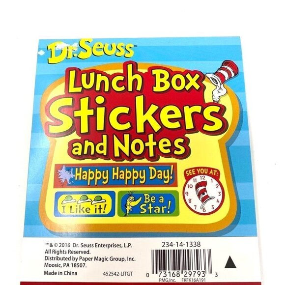 Dr. Seuss Lunch Box Stickers and Notes School Kids Love - Picture 8 of 8